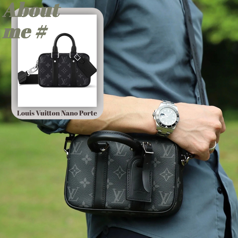 หลุยส์วิตตอง Louis Vuitton Nano Porte Documents Cow Leather LV Men's Messenger Bag. กระเป๋าสะพายข้างผู้ชาย
