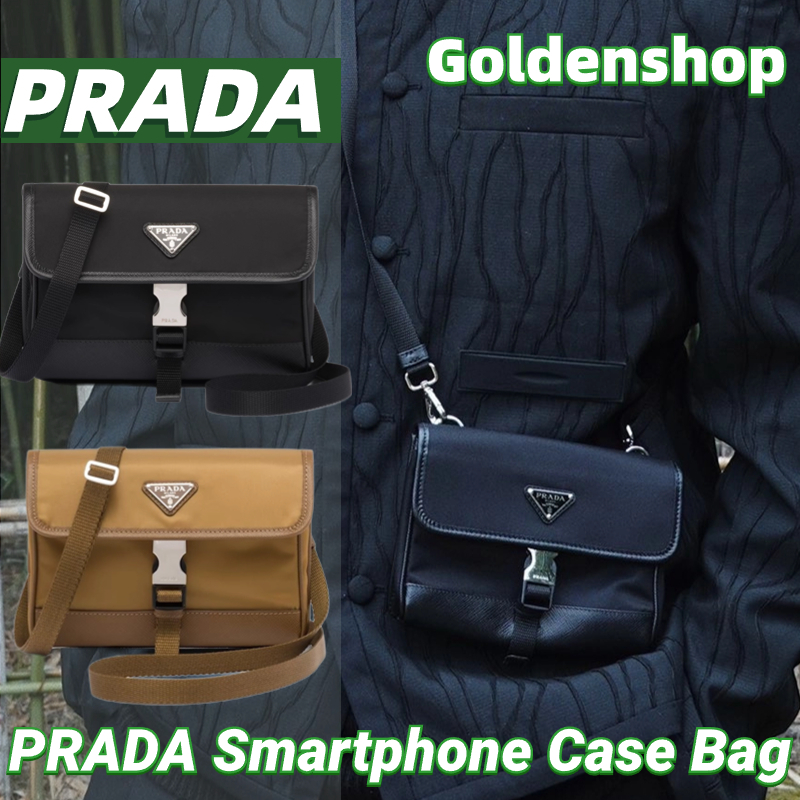 ปราด้า PRADA Smartphone Case Shoulder Bag เคสสมาร์ทโฟนหนัง กระเป๋าสะพายเดี่ยว