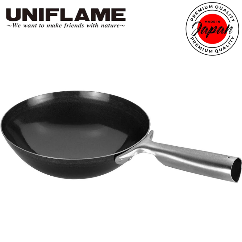 UNIFLAME JAPAN Camp wok 17cm iron frying pan compact Outdoor mountain climbing camping cooking BBQ I