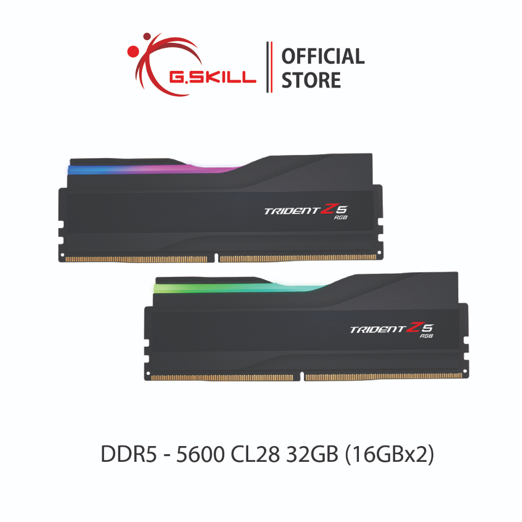 แรมพีซี G.SKILL - DDR5-RAM P/C 64/5600 Trident Z5 RGB Black (F5-5600J2834F32GX2-TZ5RK) 32GBx2 (28-34-34-89) for Intel