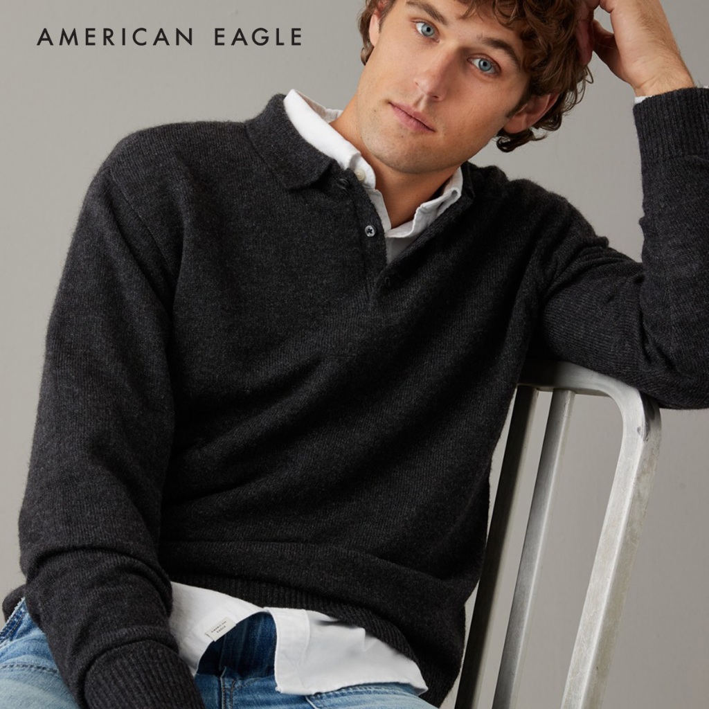 American Eagle Long-Sleeve Sweater Polo เสื้อ สเวตเตอร์ ผู้ชาย แขนยาว (NMSC 014-1813-008)