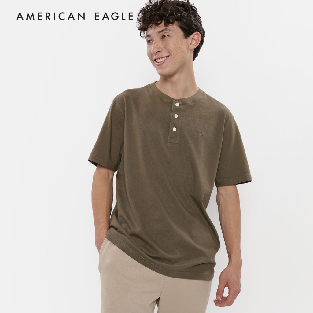American Eagle Short-Sleeve Henley Icon T-Shirt เสื้อยืด ผู้ชาย เฮนลี่ แขนสั้น (NMTS 017-1740-329)