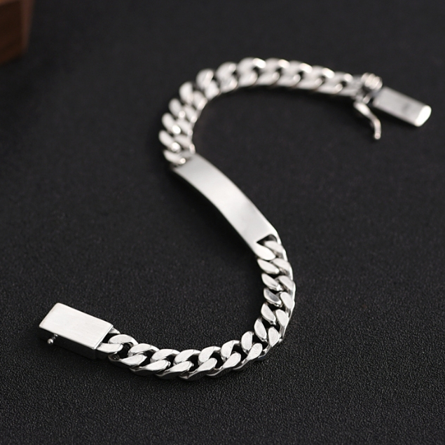 Night Melody S925 สร้อยข้อมือเงินแท้โซ่คิวบาปลอดภัยสำหรับผู้ชายและผู้หญิง