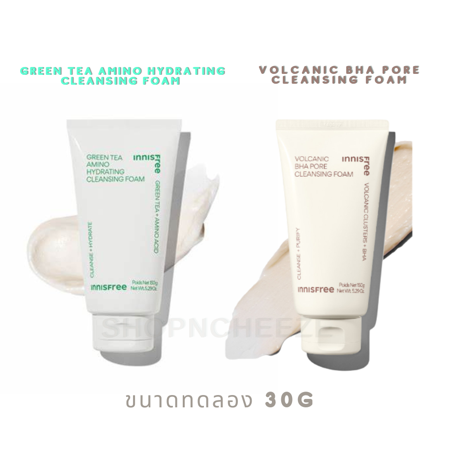 หมดอายุ 2027/2028 Innisfree Green Tea Amino Hydrating / Volcanic BHA Pore Cleansing Foam 30g 30กรัม