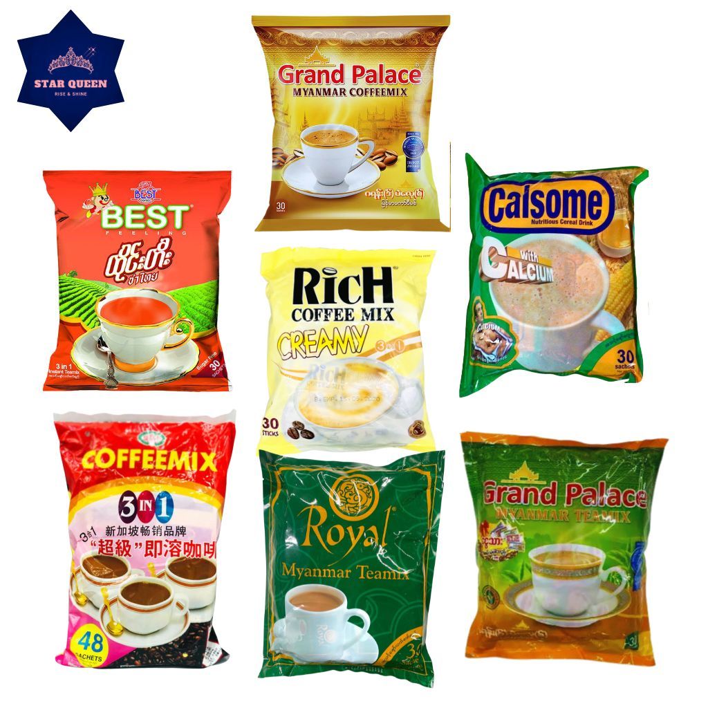 ชาพม่า กาแฟ หลายยี่ห้อ (1 ห่อ บรรจุ 30 ซอง )Royal Myanmar Teamix 3 in 1