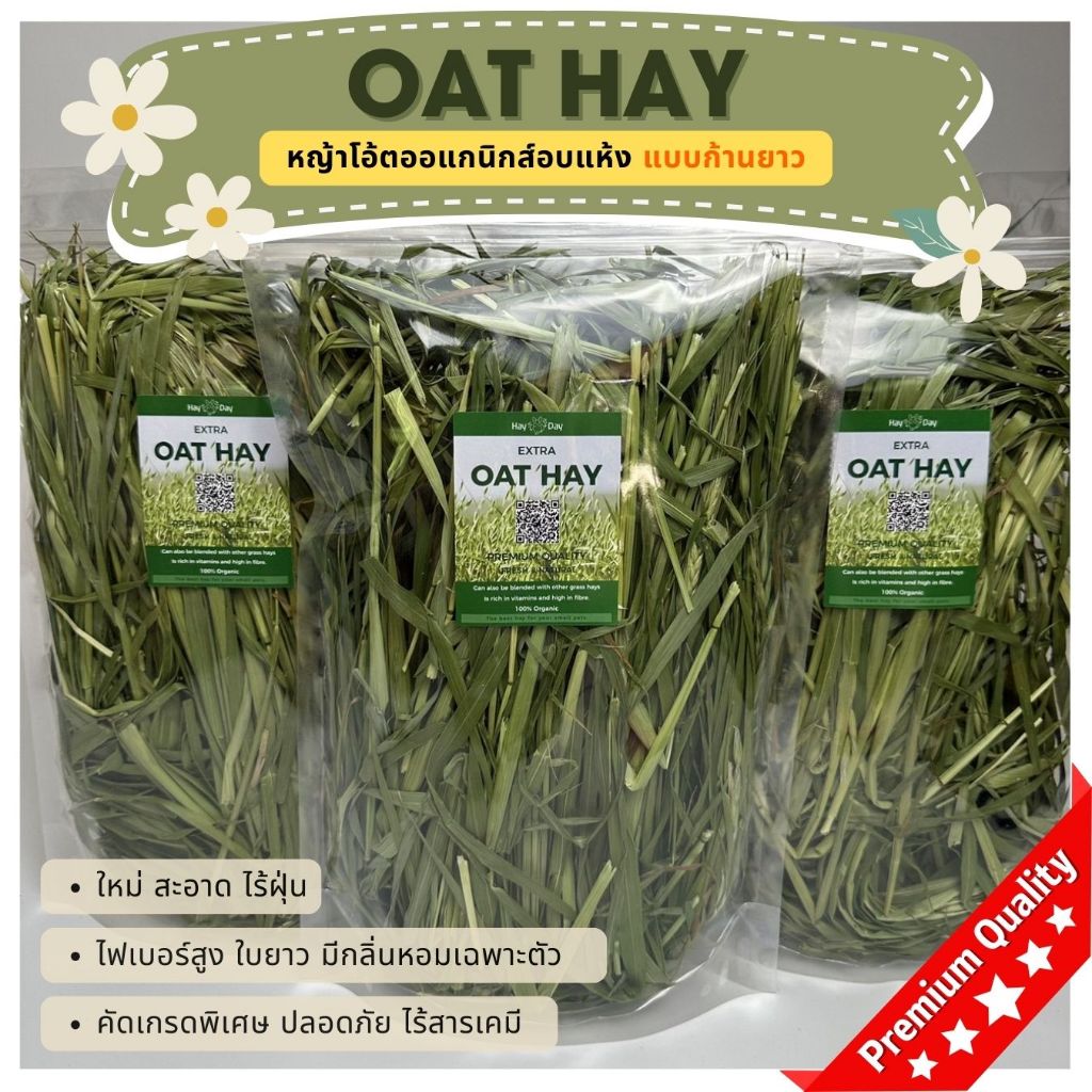 หญ้าโอ้ตก้านยาว  OAT อบลมร้อน แบบก้านยาว ไร้ฝุ่น อบใหม่ เขียว หอม ใบเยอะ หญ้ากระต่ายอบแห้ง คัดเกรดพรีเมี่ยม