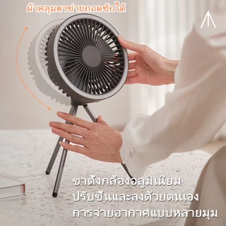 ไฟแคมป์ปิ้ง พัดลมตั้งโต๊ะ 3 in 1พัดลมพกพา พัดลม ปรับ ความแรงลมได้ 3 ระดับ3 Fanชาร์จUSB พัดลม โคมไฟ พัดลมแขวน 10000Mah