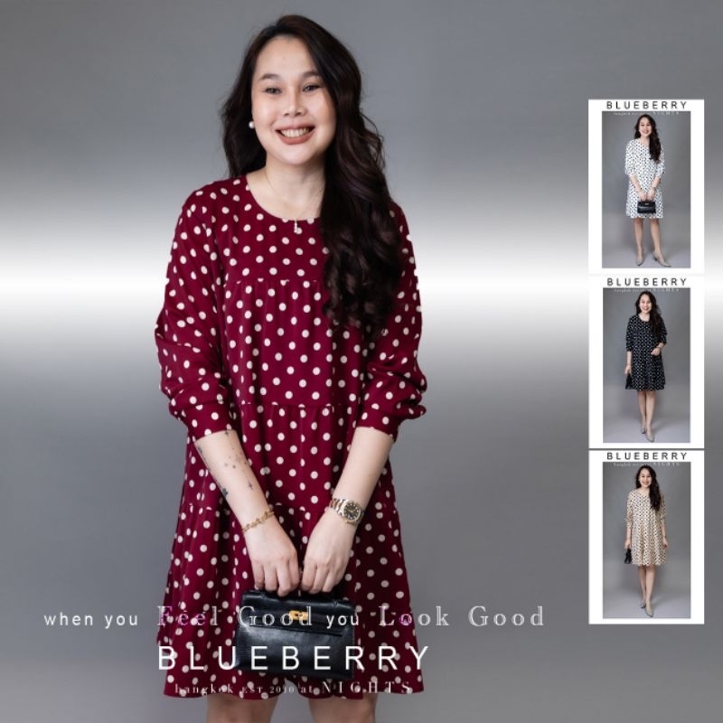 NEW 2023 PREMIUM BRANDNAME LUXURY POLKA DOTS DRESS BLUEBERRY NIGHTS 🔴
