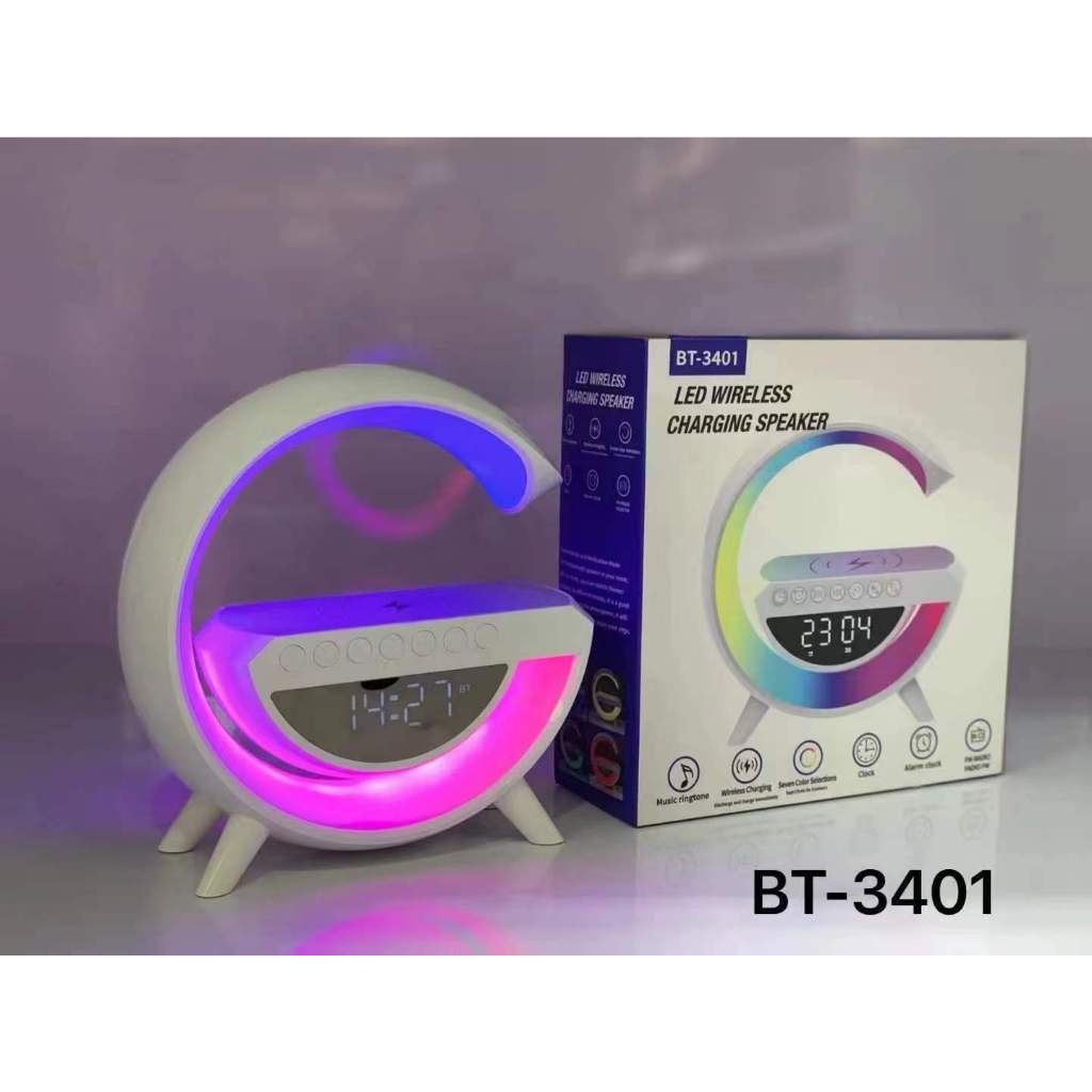 🔥พร้อมส่ง 🔥15W Led บรรยากาศ Rgb Light Wireless Charger นาฬิกาปลุกโคมไฟตั้งโต๊ะลำโพงบลูทูธ3 in1 รุ๋นB