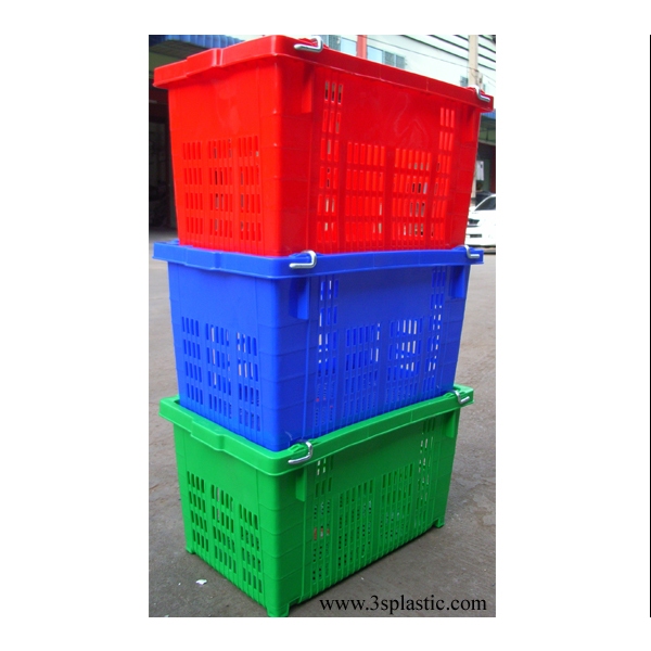 ลัง/ตะกร้า พลาสติกหูเหล็ก  เกรดอุตสาหกรรม ผลิตจากพลาสติกHDPEใหม่ไม่มีกลิ่นฉุน