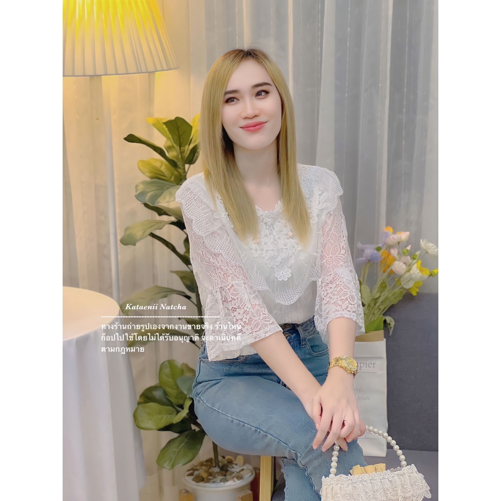 เสื้อขาว เสื้อลุกไม้ผ้านิ่ม มีซับใน ใส่ทำบุญ