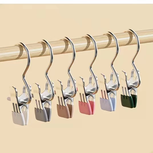 MW066 ปลีก/ส่ง ที่หนีบผ้าสเตนเลส กันลื่น แบบพกพา สีสันสดใส คลิปเก็บเสื้อผ้า ประหยัดพื้นที่