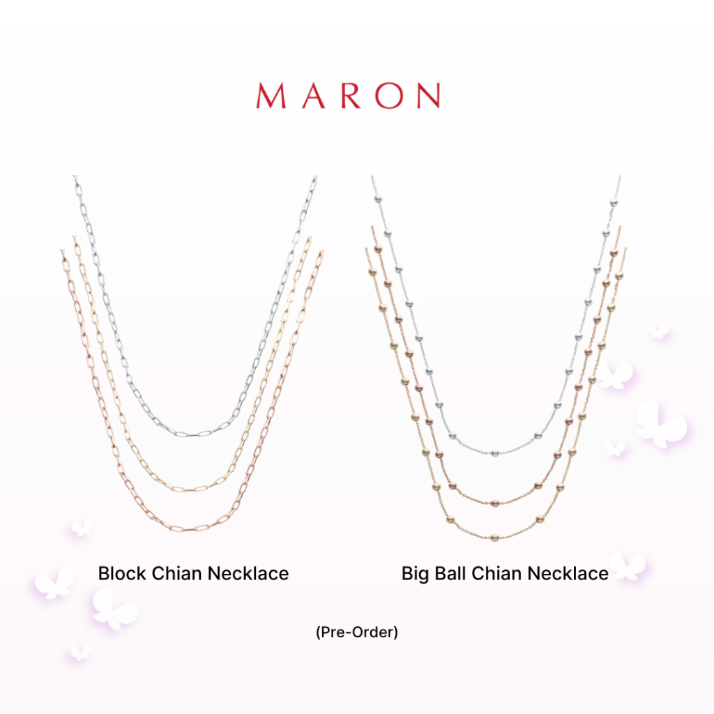 [Pre-Order 30 วัน] MARON - Happy Dream Necklace (Block Chain/Big Ball Chain) สร้อยคอเงินแท้ Sterling