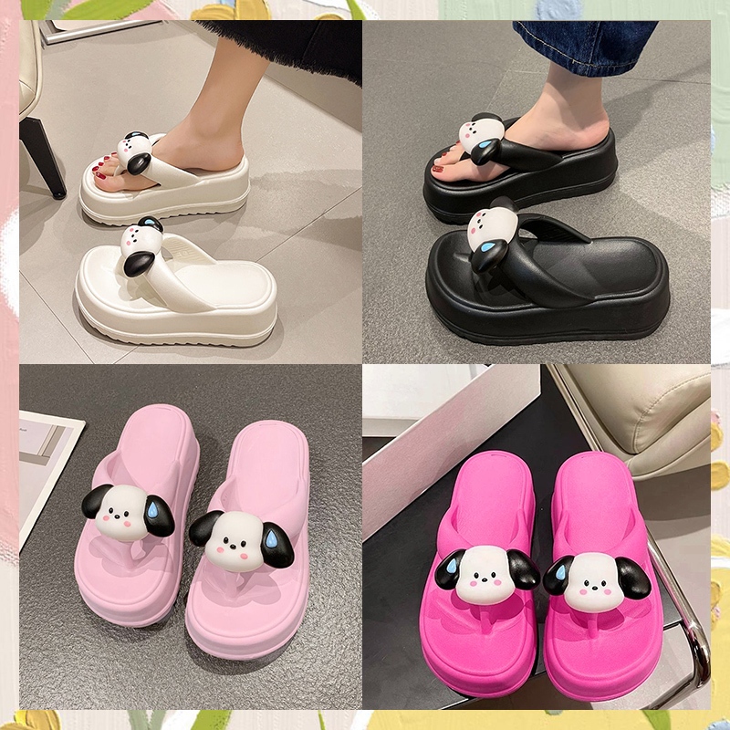 Fshoes พร้อมส่งรองเท้าแตะแฟชั่นผู้หญิงทรงหูหนีบสูง สีสันสดใส5สี แถมตัวตอดลายหน้าน้องหมาสุดกรุบกริบ สั่งเลยพร้อมส่ง