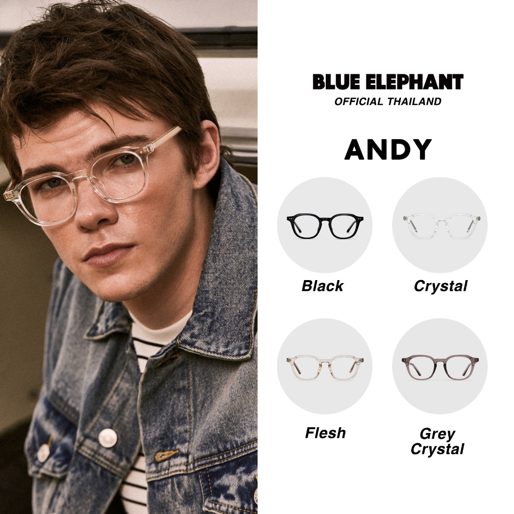 แว่นตา BLUE ELEPHANT - ANDY (Black, Crystal, Flesh & Grey Crystal)
