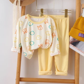 Babyonline(Y116)OF4 (ส่งด่วน1วัน)ชุดนอนสำหรับเด็กแขนยาวขายาวลายการ์ตูนน่ารัก ผ้าฝ้าย นิ่ม ใส่สบาย