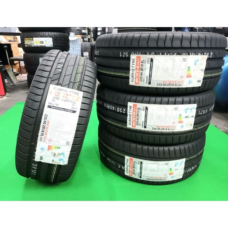 ยางใหม่ 235/40R18 Kumho Ecsta PS71 ผลิตต้นปี 2023 ประกันบวม 2 ปี พร้อมจุ๊บลม 4 ตัว จัดส่งฟรีมีเก็บปล