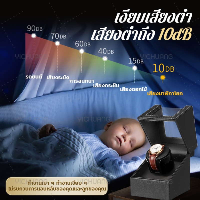 【พร้อมส่ง】กล่องหมุนนาฬิกา กล่องหมุนนาฬิกาอัตโนมัติ Watch Winder ใส่ได้ 1 เรือน เดซิเบลต่ำ มาพร้อมสายชาร์จ USB
