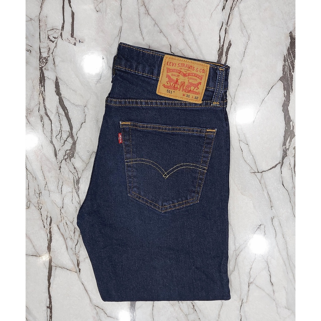 กางเกงยีนส์ forลีวาย 511 ทรงขาเดฟ ซิป สีเข้มเฟด3 ผ้ายืด 🔔(เอวแจ้งตามวัดจริง)🔔 มีหลาย MADE IN (OL 3) 