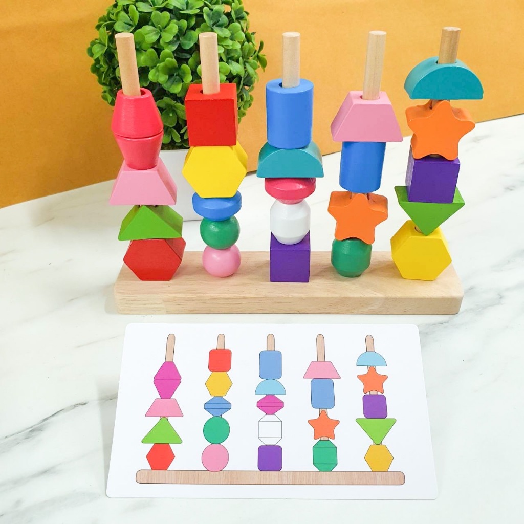 ชุดลูกปัดไม้ ของเล่น Montessori เสริมการเรียนรู้เด็ก เหมาะกับน้อง 2 ขวบขึ้นไป ราคา ถูกที่สุด ดีลบีเคเค แกลเลอรีภาพที่ 6