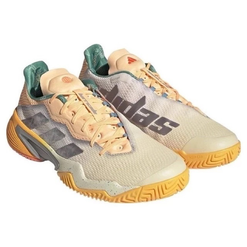 Adidas รองเท้าเทนนิสผู้ชาย Barricade Men Tennis Shoes White Tint/Taupe Met./Acid Orange ( HQ8416 )