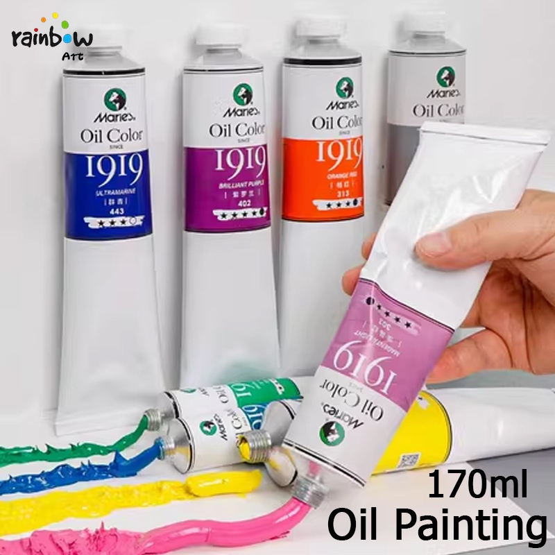 Marie's สีน้ำมัน ภาพวาดสีน้ำมัน Oil Painting หลอด 170ml 32สี สีอะคริลิค สีสันสดใส เหมาะสำหรับผู้เริ่มต้น อุปกรณ์การเรียน