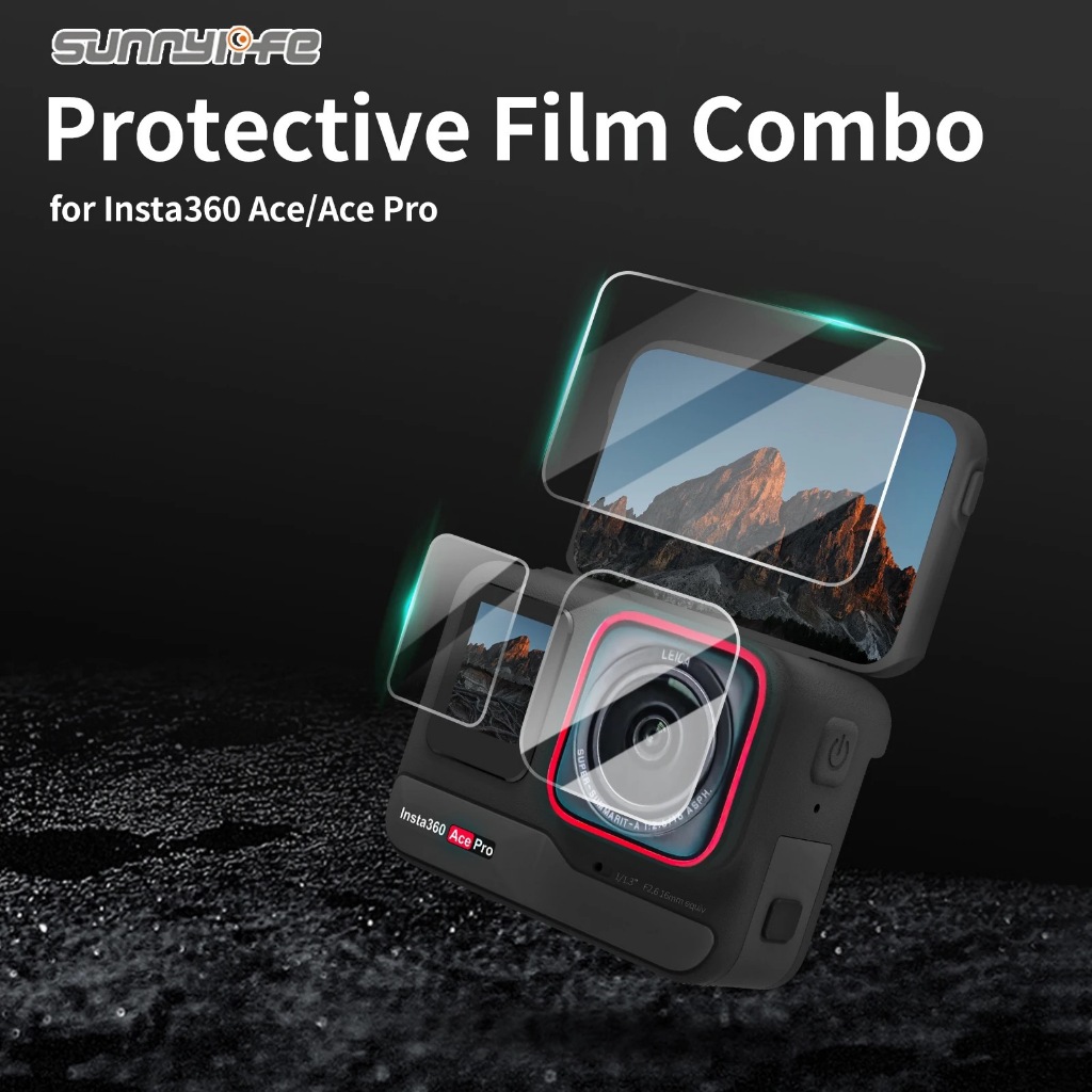 Sunnylife ฟิล์มกันรอย 2 Sets Insta360 Ace/Ace Pro Tempered Glass Lens Screen Protective Film