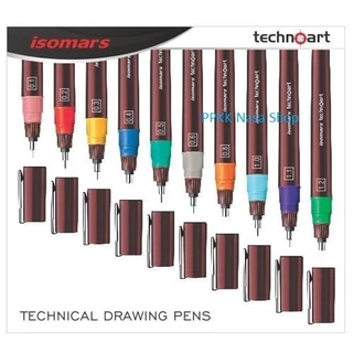 PPKK ISOMARS ปากกาเขียนแบบ Technoart ขนาด 0.1, 0.2, 0.3, 0.4, 0.5, 0.8, 1.0 เลือก 1 ด้ามหรือชุด 3 ด้าม, 4 ด้าม