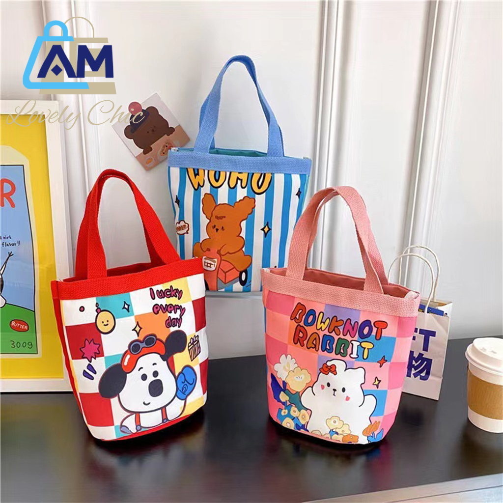 AmBag 🌺กระเป๋าถือ กระเป๋าผ้า สไตล์เกาหลี แฟชั่นมา น่ารัก -bucket bag🧺
