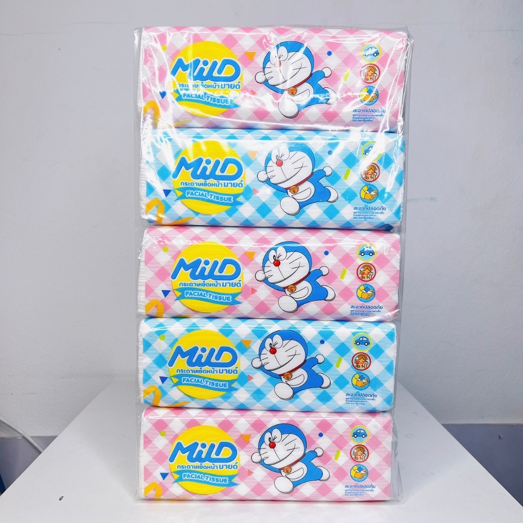 [เซท 3 แพค] Mild มายด์ โดเรม่อน กระดาษทิชชู่เช็ดหน้า บรรจุห่อละ 170 แผ่น หนา 2 ชั้น แพคละ 5 ห่อ - รูปที่ 4