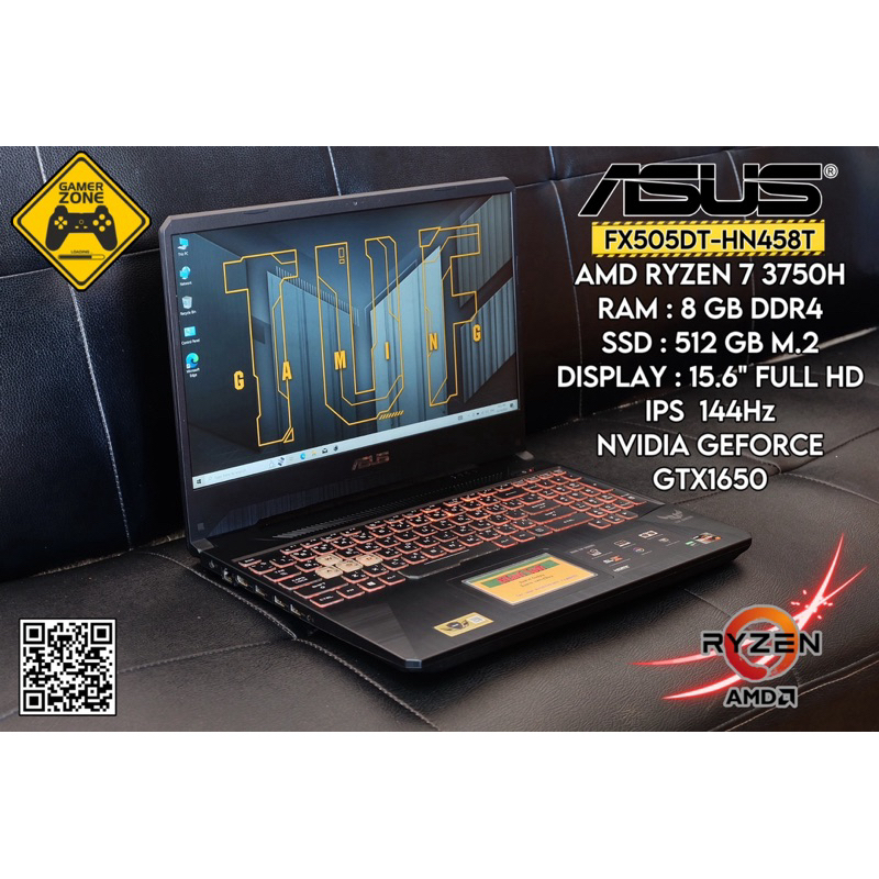 ASUS TUF Gaming FX505DT-HN458T จอ 144Hz ขุมพลัง AMD แรงล้ำ การ์ดจอ GTX 1650 (4GB GDDR5)