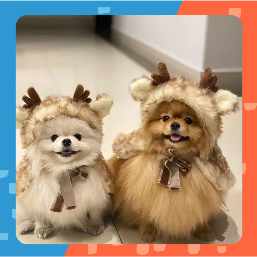 [  พร้อมส่ง] หมวกสำหรับสัตว์เลี้ยง ลายกวาง Elk Pet Hat หมวกคริสต์มาสแมว หมา