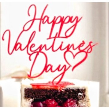 ป้ายปักเค้กอะคริลิค ป้าย Happy Valentines Day สีแดง,ชมพู