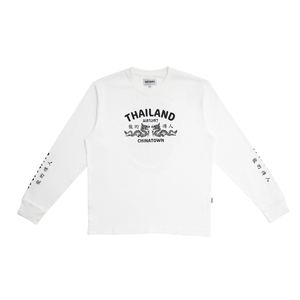 MAHANAKHON DRAGON LONG SLEEVE T-SHIRT WHITE