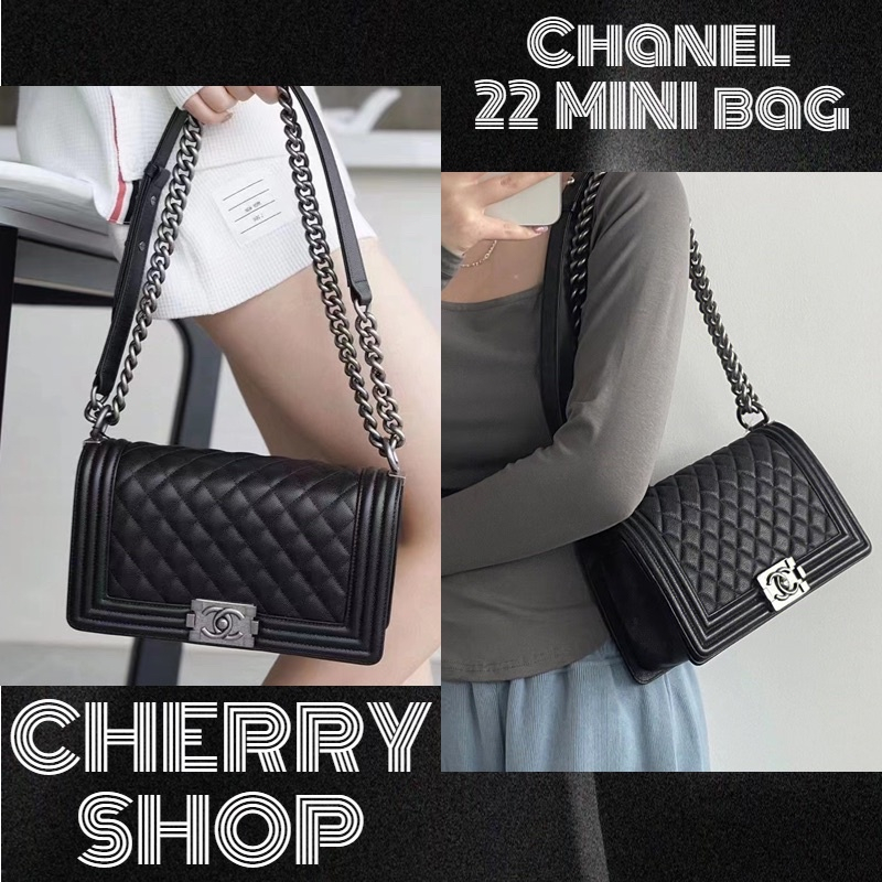 🍒HOT Chanel LE BOY BAG ผู้หญิง/กระเป๋าสะพายข้าง/กระเป๋าสะพาย small&amp;medium&amp;large🍒