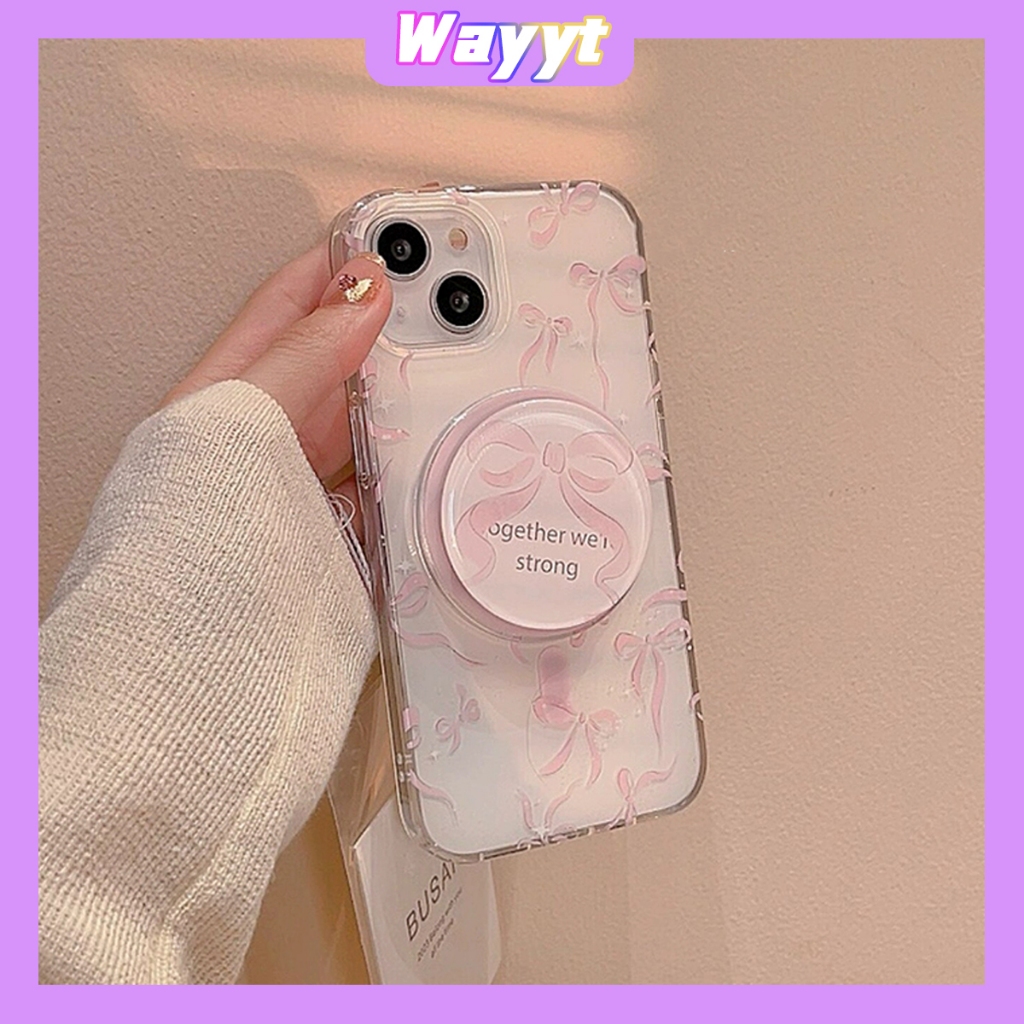 จัดส่ง24ชม for เคสไอโฟน 15 Pro Max 14 13 12 11 พกง่ายๆ case iPhone 11 น่ารัก การ์ตูน โบว แม่เหล็ก การป้องกันการตก case