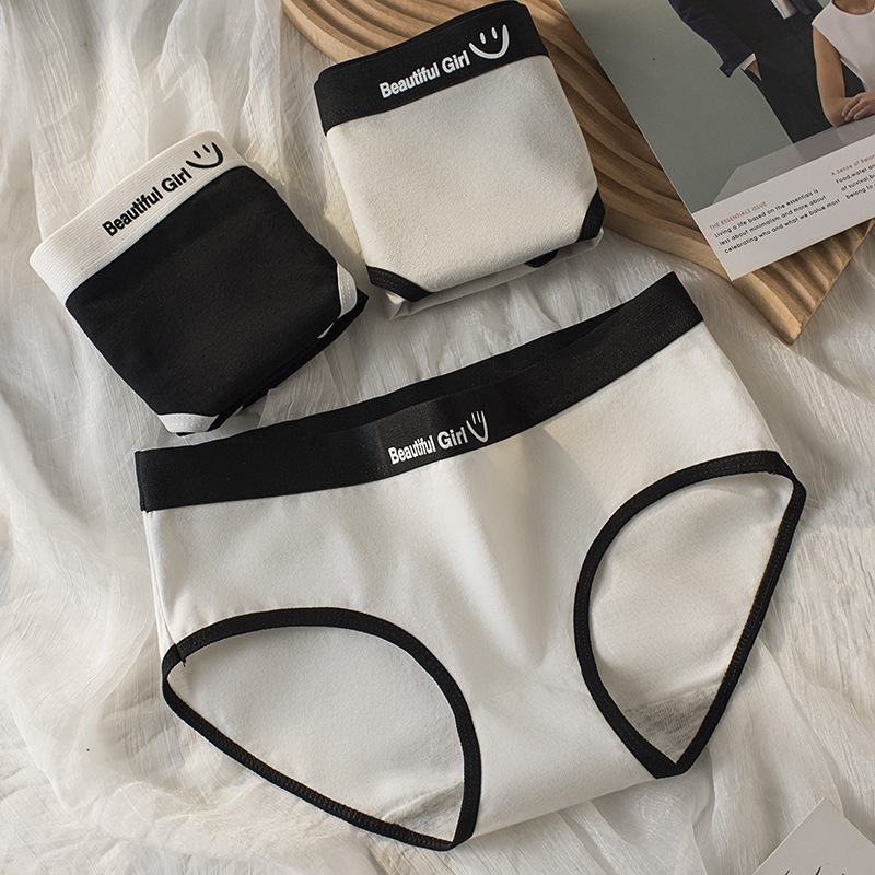 สินค้าพร้อมส่งจากไทย💥TOPLIST💥 (N806) กางเกงในแฟชั่นเกาหลีผ้านุ่มยืดแต่งขอบทูโทน สกรีนลายยิ้ม - รูปที่ 2