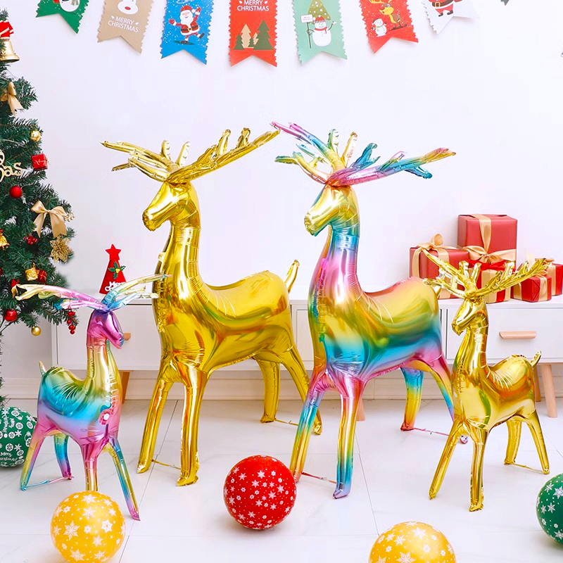 ลูกโป่งกวางเรนเดียร์ รถลาก เทศกาลคริสต์มาส Merry christmas