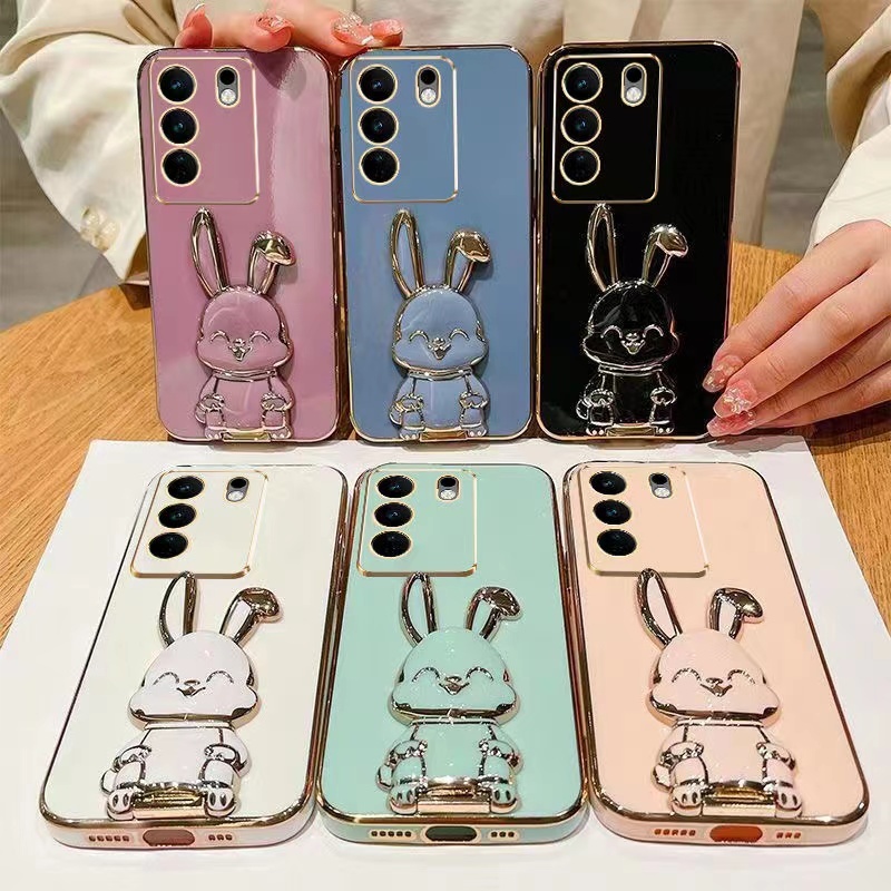 เคสTPU ขอบตรง ลายกระต่าย สำหรับVivo V29 V29 5G V29E เคสขาตั้ง วีโว่V29E V29 5G