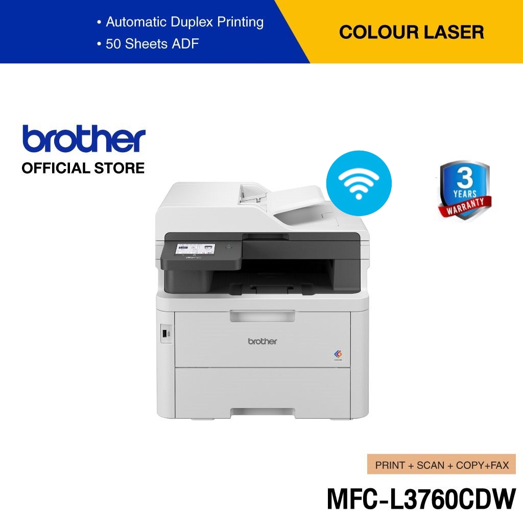 Brother MFC-L3760CDW Colour Laser Multi-Function Printer เครื่องพิมพ์สี และมัลติฟังก์ชัน (พิมพ์,สแกน,ถ่ายเอกสาร,แฟกซ์)