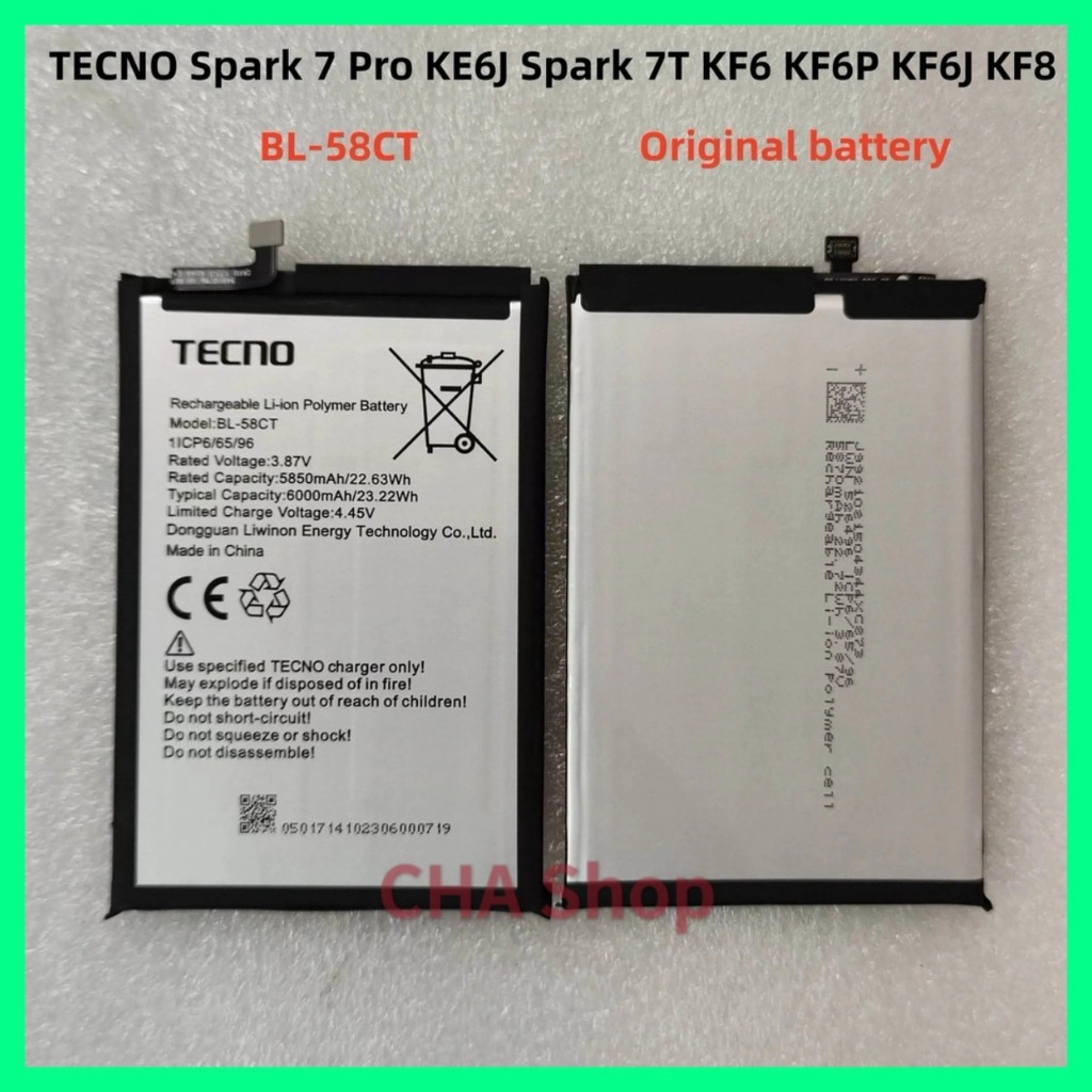 แบตเตอรี่ Tecno Spark 7 / Tecno Spark 7T KE6 / KE6J / KF6P / KF6J Battery BL-58CT แบต Tecno Spark 7 / Tecno Spark 7T