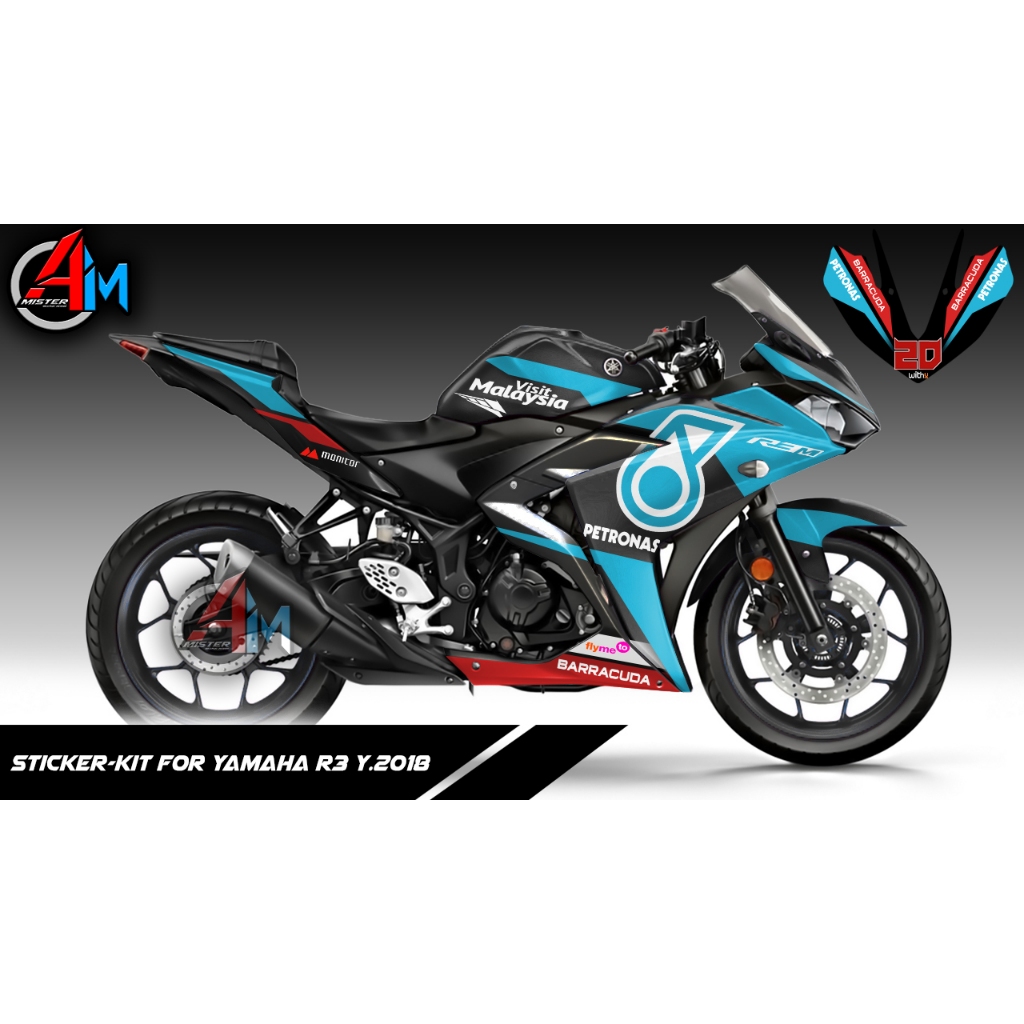 (เลือกสีด้านใน) [เกรด Premium Basic] ชุดสติ๊กเกอร์ Yamaha YZF-R3 2018 (PT Racing)