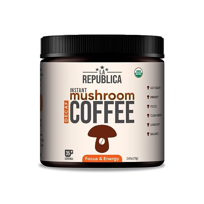 LRLA SUPERFOODS La Republica Organic Decaf Mushroom Coffee with 7 Superfood Mushrooms