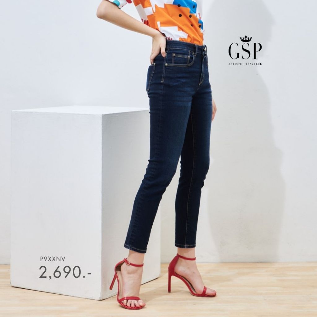 GSP woman's pants Breathable Young denim กางเกงยีนส์ ขาเดฟ สีกรม P9XXNV