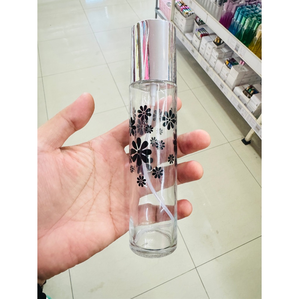 ขวดน้ำหอมกลมเพ้นท์ 100 ml. 1 ใบ ขวดสเปรย์แก้วเปล่า สำหรับใส่น้ำหอม {{ พร้อมส่ง }} 🚚🚚 - Bualuang Perfume
