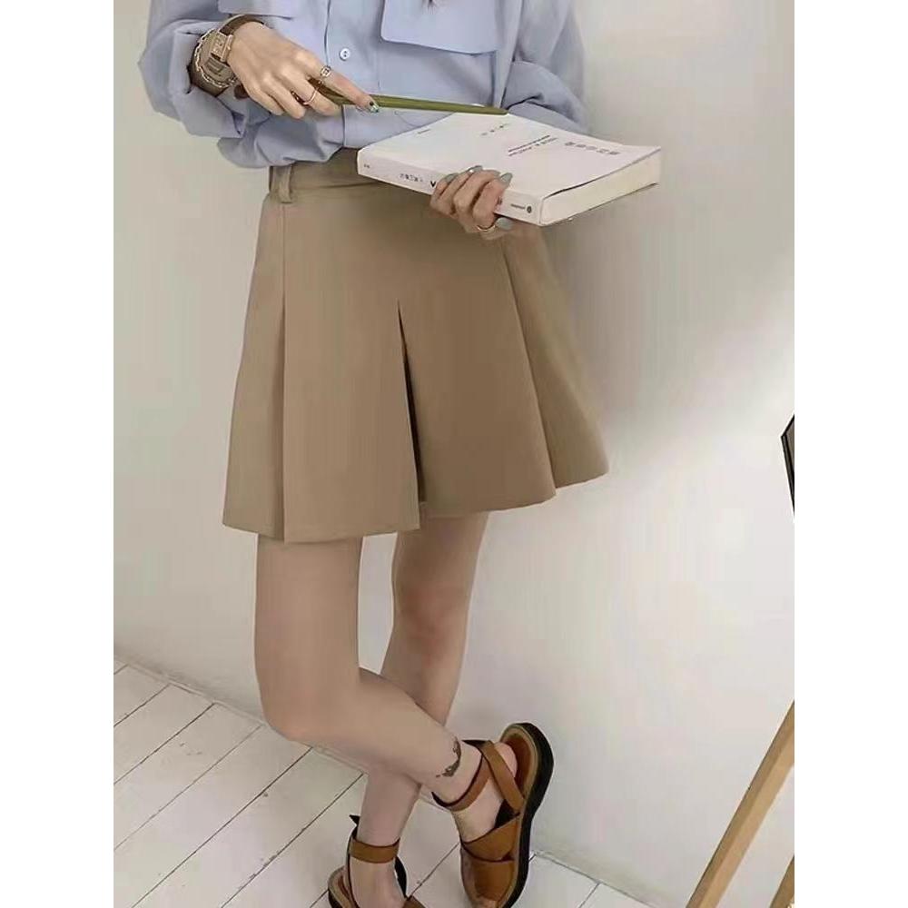 【Karlyn】กางเกงกระโปรงจีบหน้า ทรงเอ เอวสูง ดีเทลแต่งกระเป๋าหลอกด้านหลัง🍀❤️