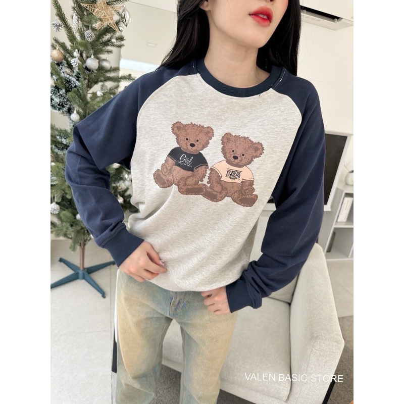 MARITHE bear x 2tone sweater🧸📉(390฿ฟรีส่ง) เสื้อแขนยาวสเวตเตอร์  สกรีนลายน้องหมี น่ารักมากกก