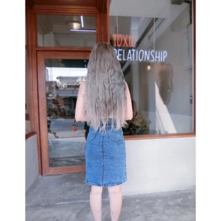 Cc jeans 243 S-5XL กระโปรงยีนส์ ยืด ผ่าหน้า สียีนส์ฟอก