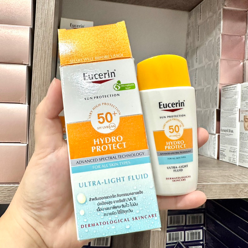 Eucerin Sun Hydro Protect Ultre Light Fluid Spf50+ 50ml. ยูเซอริน ซัน ไฮโดร โพรเทค อัลตร้า ไลท์ ฟลูอิด กันแดดเนื้อบางเบา