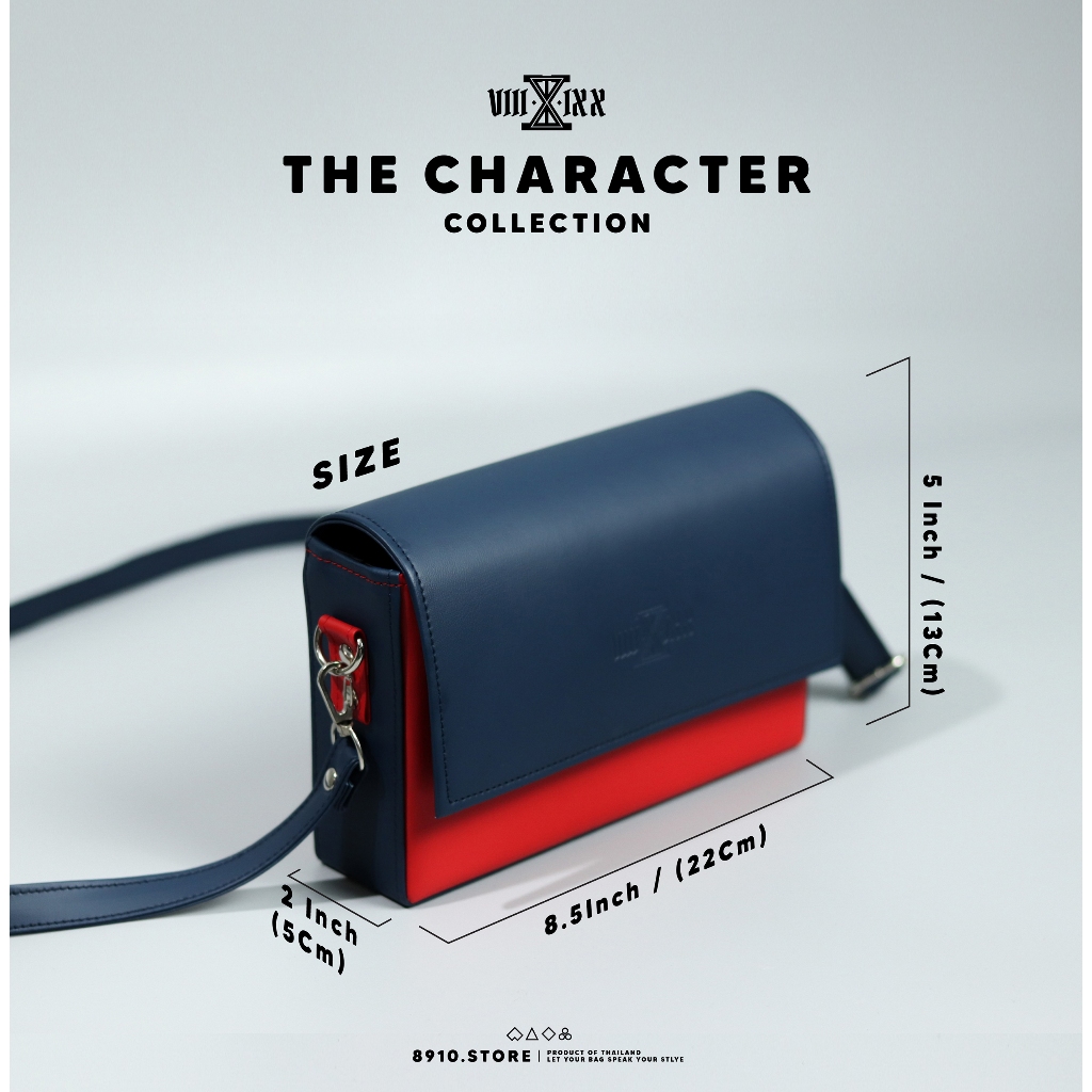 THE CHARACTER มี 4 สี แบรนด์ 8910 กระเป๋าหนัง สะพายข้าง ทรงกล่อง ตั้งได้ แบรนด์ไทย หนังกันน้ำ